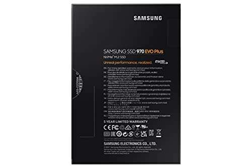 SSD interne M.2 NVMe Samsung 970 EVO Plus - 1 To, TLC 3D, Cache DRAM, Jusqu'à 3500-3300 Mo/s (+ 11€ en RP - Via retrait magasin Boulanger)