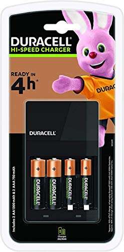 Chargeur de Piles Duracell CEF14 - Charge en 4 heures, 2xAA + 2xAAA rechargeables incluses (Occasion - Comme neuf)