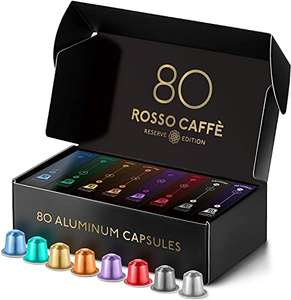 Coffret de 80 Capsules de Café Compatibles Nespresso Rosso Caffè - 8 Variétés, en Aluminium et Recyclable (Via coupon - Vendeur tiers)