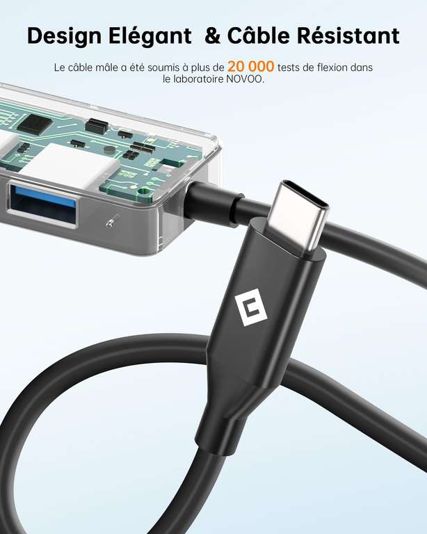 Hub USB C Novoo - 4 ports USB 3.0 (vendeur tiers)