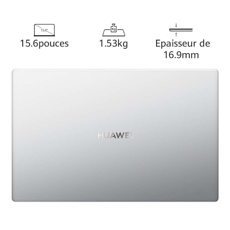 PC Portable 15.6" Huawei MateBook D 15 (2020) - Full HD IPS, i5-10210U, RAM 8 Go, SSD 512 Go, Windows 10, Capteur d'empreintes (Argent)