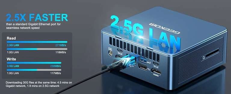 Mini PC Geekom IT13 - i7-13700H, 32 Go RAM, 1 To SSD PCI 4.0, WiFi 6, BT 5.2, Windows 11 Pro (Entrepôt EU)
