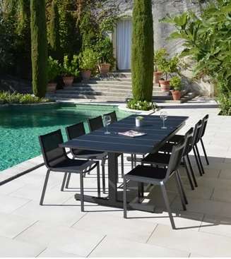 Table de jardin pliante ARCANE Sunrise rectangulaire anthracite de 6 à 10 personnes