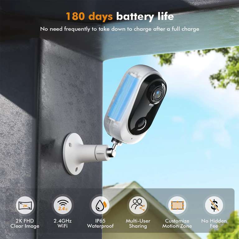 Camera Surveillance WiFi Exterieure sans Fil Batterie DIHOOM 2K, 3MP Caméra Extérieure/Intérieure (Via Coupon - Vendeur Tiers)