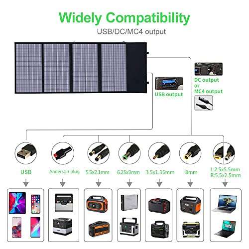 Panneau solaire portable 200w pour la centrale électrique, chargeur solaire  pliable 24V avec support réglable, connecteur