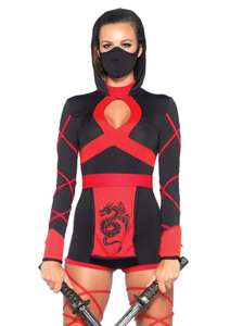 Costume femme Dragon Ninja Leg Avenue Noir et Rouge, Taille M