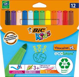 Carton de 12 Feutres BIC Kids Visacolor XL - Couleurs Assorties