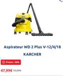Aspirateur Karcher Eau et Poussière WD 2 Plus - 1000w V-12/4/18