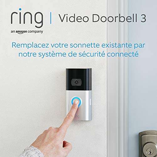 Vidéo Sonnettes Wifi Sécurité Sonnettes Interphone sans fil avec Fonction Ring Video Doorbell Avec alertes Activées par les Mouvements,Vidéo HD et Système Audio Bidirectionnel 