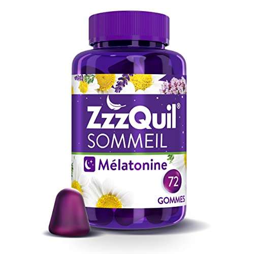Complément Alimentaire sommeil à base de mélatonine, valériane, camomille et de vitamine B6 ZzzQuil - 72 gommes (via coupon & abonnement)