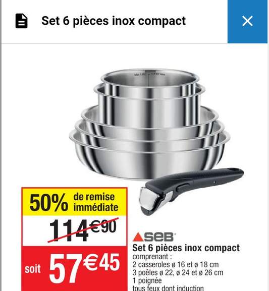 Batterie de cuisine induction 8 pièces en aluminium noir SEB : la batterie  8 pièces à Prix Carrefour