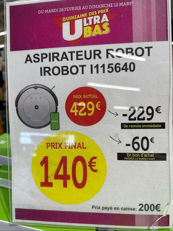Aspirateur Robot iRobot I115640 (via 60€ en bon d'achat) - Chateaugiron (35)