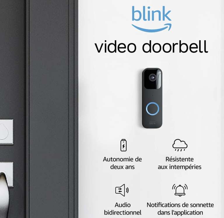 Caméra de surveillance Blink Video Doorbell et Blink Sync Module 2 - Audio bidirectionnel, vidéo HD, Alexa intégré