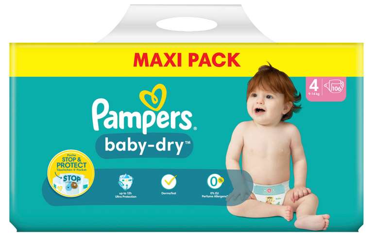 Lot de 2 paquets de couches Pampers Baby Dry ou Harmonie Maxi Pack - plusieurs tailles (sélection de magasins)
