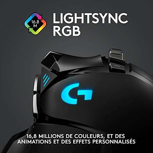 Souris gamer sans fil Logitech G502 Lightspeed - capteur HERO 25K, 25 600 PPP, RGB, noir