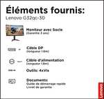 Ecran PC 31.5" Lenovo G32qc-30 - 2K QHD, EyeSafe, VA, 165Hz, 0.5ms, FreeSync Premium