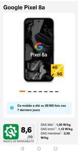 Smartphone Google Pixel 8a 128Go (via 150€ de reprise)