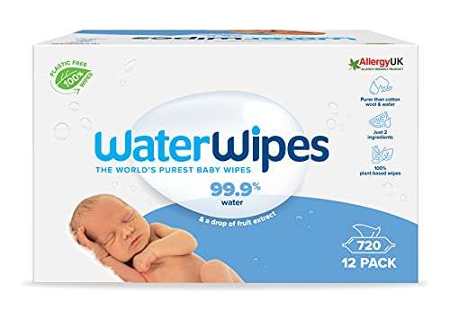 Pack de 720 Lingettes humides pour bébé Waterwipes - 12 x 60 lingettes (via abonnement)