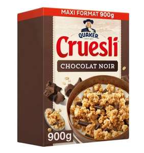 Lot de 2 boîtes de céréales complètes chocolat noir Quaker Quaker Cruesli chocolat noir maxi format - 2 x 900g
