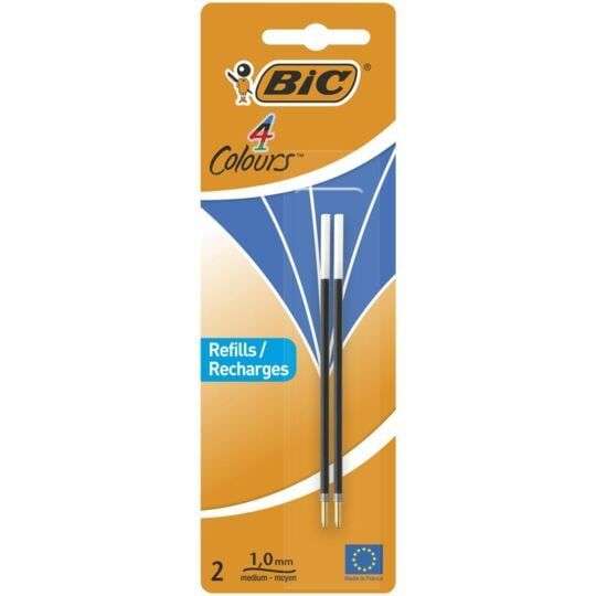 Pack 2 recharges Bic stylo à bille 4 couleurs - Bleu