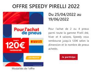 Jusqu'à 120€ Remboursé en virement pour l’achat & la pose de 2 ou 4 pneus parmi toute la gamme Pirelli été, hiver et 4 saisons (via ODR)