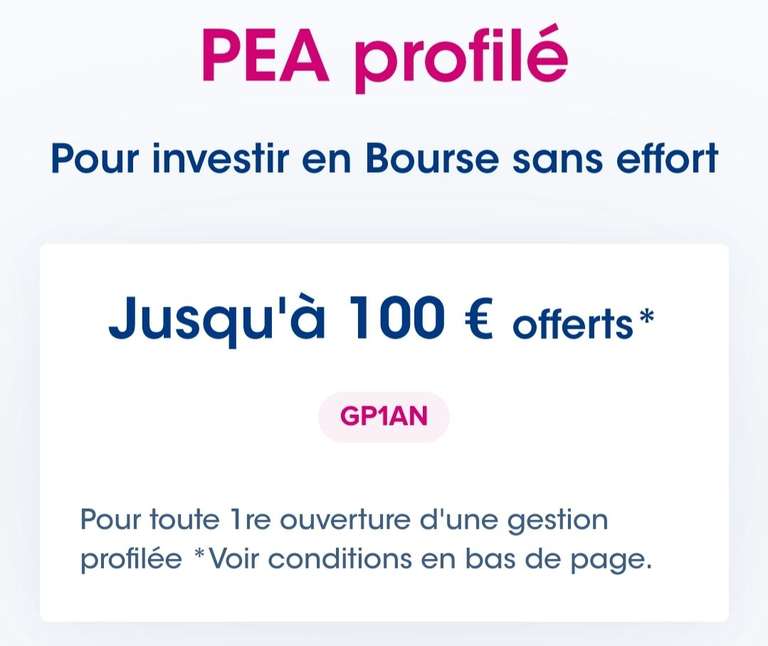 [Clients] Jusqu'à 100€ pour toute 1ère ouverture d'une gestion profilée BoursoBank