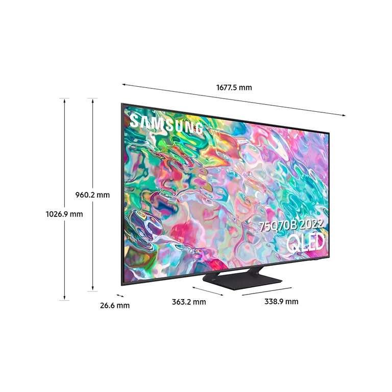 TV QLED 75" Samsung 75Q70B - 4K, 100 Hz, HDMI 2.1, Quantum HDR, FreeSync Premium Pro, Smart TV (via 194.99€ sur la carte de fidélité)