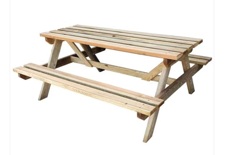 Table de pique-nique en bois - L. 170 x H. 71 x P. 140 cm