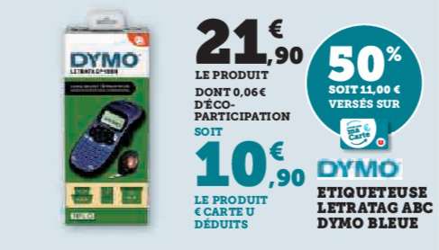 Etiqueteuse portable Dymo Letratag ABC (bleue) + ruban (via 11€ sur la carte fidélité)