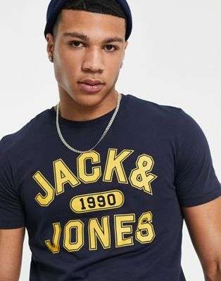 T-shirt ras de cou avec logo Jack & Jones - Bleu marine