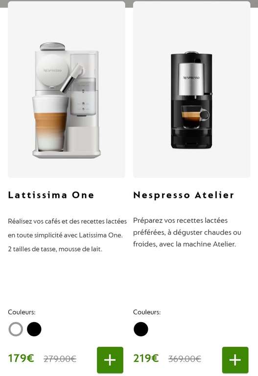 Sélection de machines à café Nespresso en promotion
