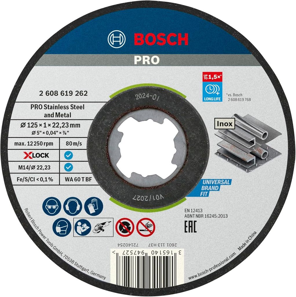 Disque à tronçonner Bosch X-LOCK Standard - Ø 125 × 1 mm