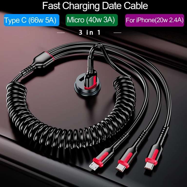 [Nouveaux clients] Câble 3 en 1 USB Micro / Type C / Lightning - 3A