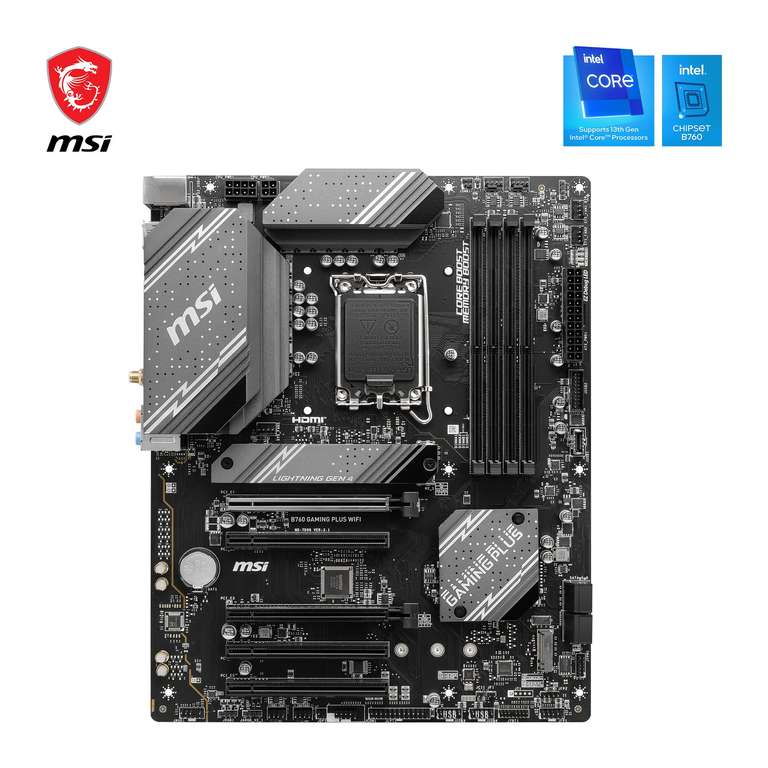 Carte Mère MSI B760 Gaming Plus Wifi - ATX, LGA 1700, DDR5 Memory Boost 6800+Mhz