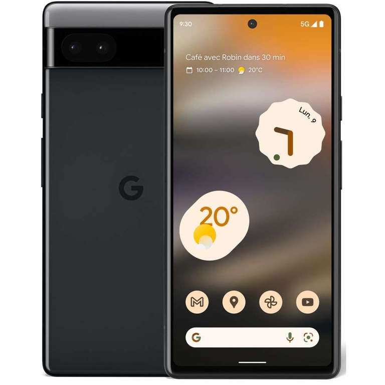 Smartphone 6,1" Google Pixel 6A - Full HD+, Google Tensor, 6 Go de RAM, 128 Go de stockage (via 100€ de reprise d'un ancien téléphone)