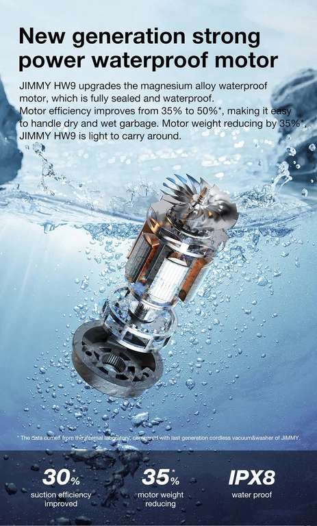 Aspirateur sec et humide sans fil JIMMY HW9 autonettoyant, réservoir d'eau 400 ml, moteur sans balais étanche (Stock Pologne)