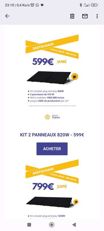 Kit panneau voltaique Resun - 410W (materfrance.fr)