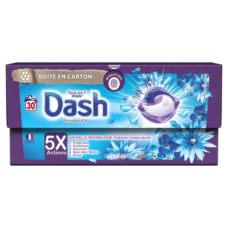 Paquet de lessive Dash pods - 30 capsules, Différentes variétés (via 12,03€ sur carte fidélité et ODR 6,87€)