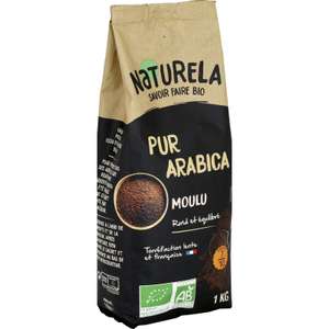 Lot de 2 paquets de café moulu bio pur arabica Naturela - intensité 7, 2 x 1kg
