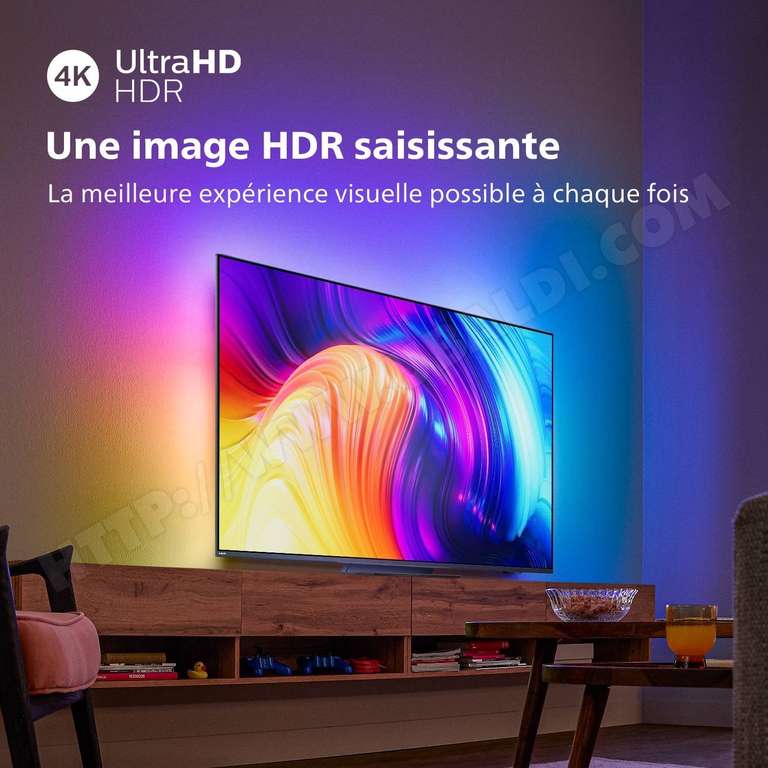 TV 65" Philips 65PUS8887 LED, 4K UHD, 120 Hz, HDR, Dolby Vision, HDMI 2.1, VRR & ALLM, 3 côtés, Android TV – Dealabs.com