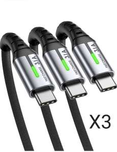 Lot de 3 câbles USB A vers USB C INIU - 0.5+2+2m (vendeurs tiers)