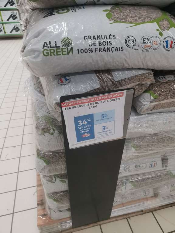 Granulés de bois All Green 15 kg (via 2,04€ cagnotté sur la carte fidélité) - Bordeaux Lac (33)