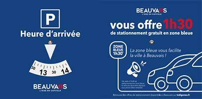 1h30 de parking gratuit en zone bleue - Beauvais (60)