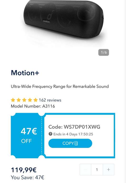 Enceinte Bluetooth Soundcore Motion+ - Hi-Res aptX, noir (soundcore.com)