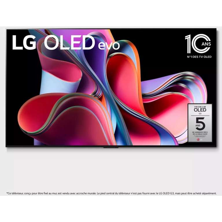 TV OLED 65" LG OLED65G3 (2023) - 4K UHD, 100Hz, HDR + Pied d'écran TV SQ-G2ST65.AEU (via ODR de 307.70€)