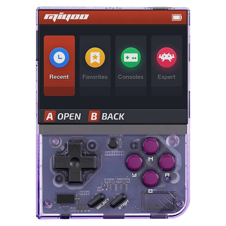 Console de jeu open source MIYOO Mini Plus (sans jeu) - Ecran IPS 3.5", processeur Cortex-A7, batterie 3000 mAh, violet ou blanc