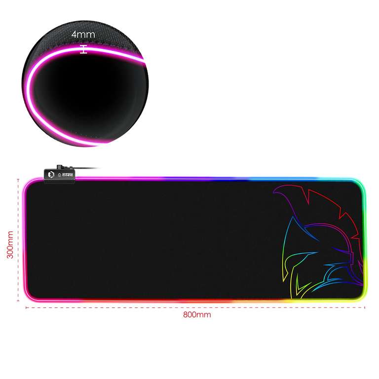 Tapis de Souris Gamer Dark Rainbow - RGB LED 12 Modes d’Eclairage (Vendeur Tiers)
