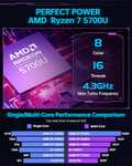 Mini PC ACEMAGIC AMR5 (Ryzen 7 5700U, RAM 16 Go, SSD 512 Go, RX Vega 8, WiFi 6, ‎Windows 11 Pro) + Hub offert