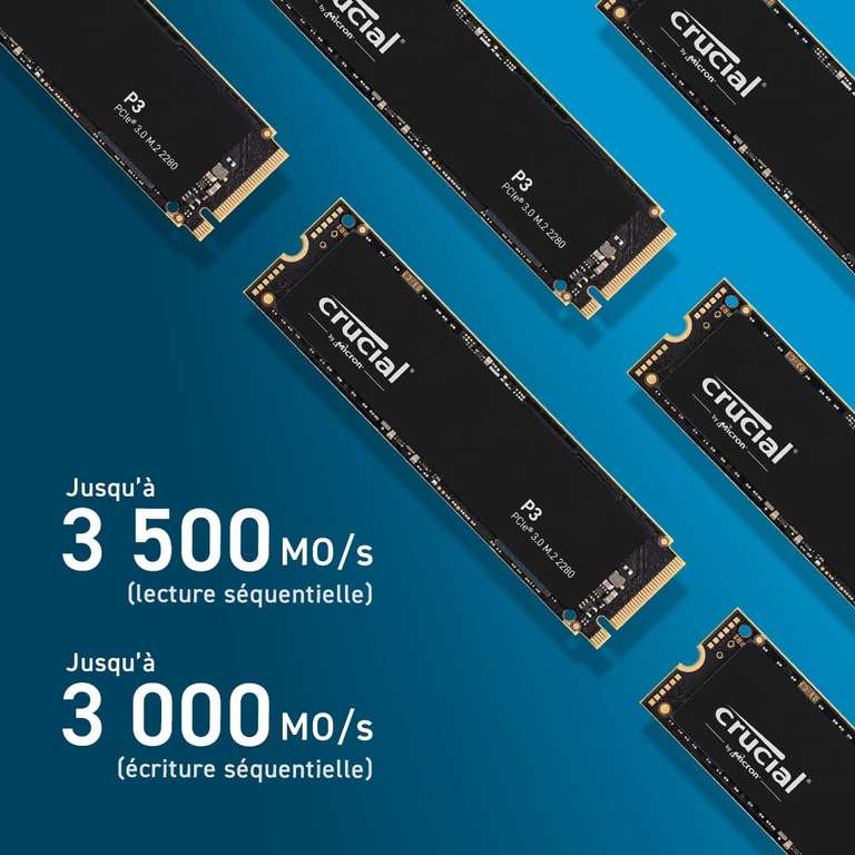 SSD interne Crucial P3 4To M.2 PCIe Gen3 NVMe - Jusqu’à 3500Mo/s - (Édition Acronis)