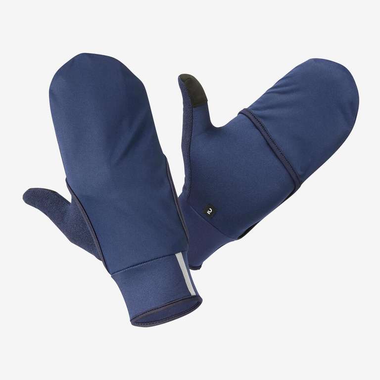 Gants de running avec moufle intégrée Kalenji Évolutiv - bleu marine, Du S au XL
